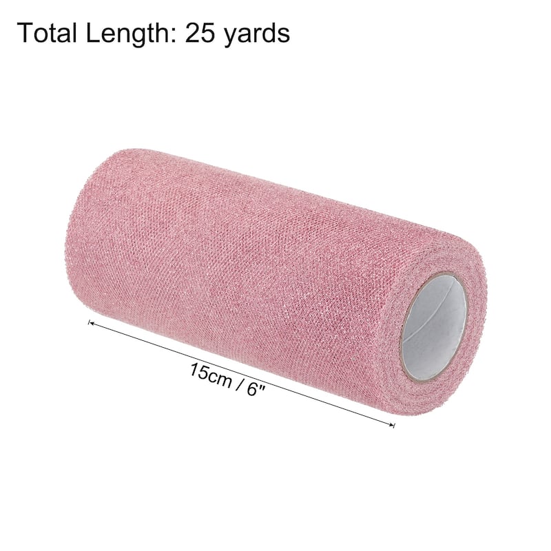 6" Sequin Tulle Ribbon Rolls Glitter Sparkly Netting Fabric for Gift - Dusty Pink - 25 Yards