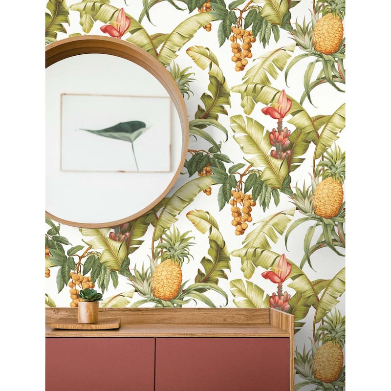 NextWall Pineapple Floral Peel and Stick Wallpaper