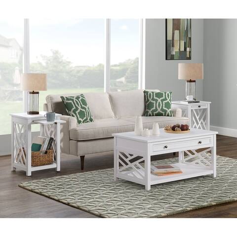 Porch & Den Altadena Coffee Table and Two End Tables with Tray-Shelf