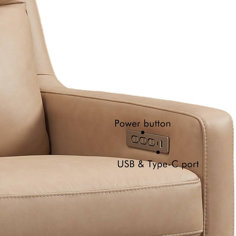 Genuine Leather Recliner Sofa 33" Triple-Motor Power Zero-Wall Reclining Couch with USB&USB-C Port