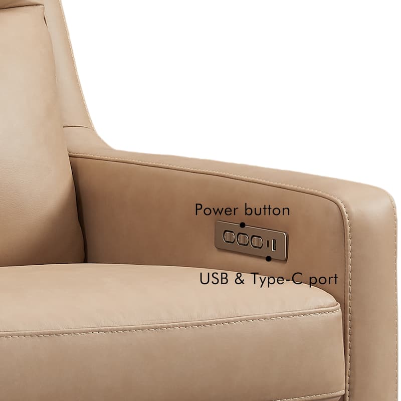 Genuine Leather 56" Triple-Motor Power Zero-Wall Reclining Loveseat with USB&USB-C Port