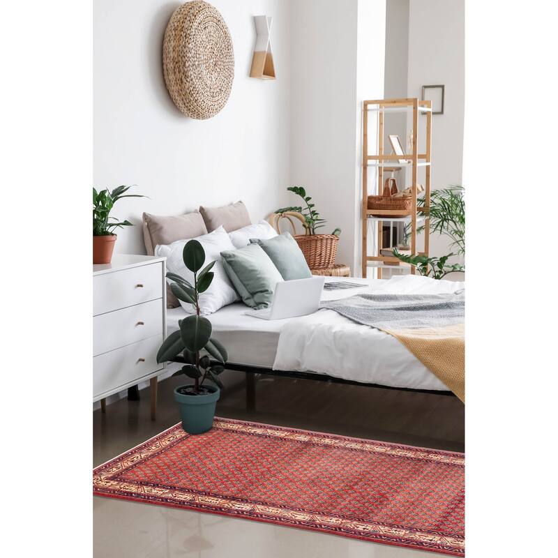 ECARPETGALLERY Hand-knotted Andelz Red Wool Rug - 3'5 x 10'4