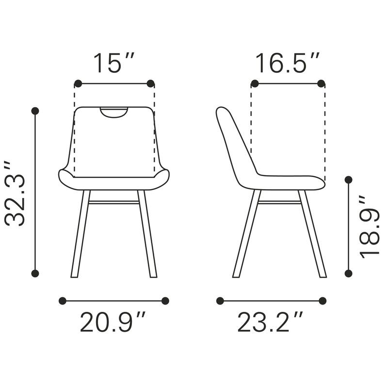 Dining Chair (Set of 2) - Product (in) : 20.9" W x 23.2" D x 32.3" H