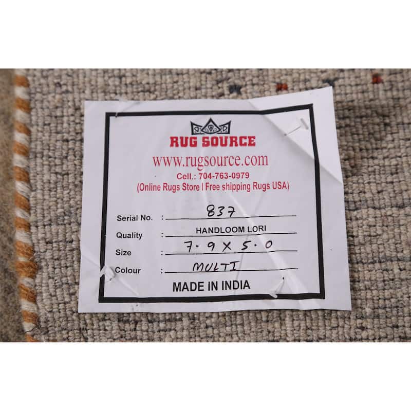 Hand Knotted Oriental 100% Wool Carpet Tribal Animal Pictorial Beige & Ivories Gabbeh Area Rug - 7' 9'' X 5' 0''