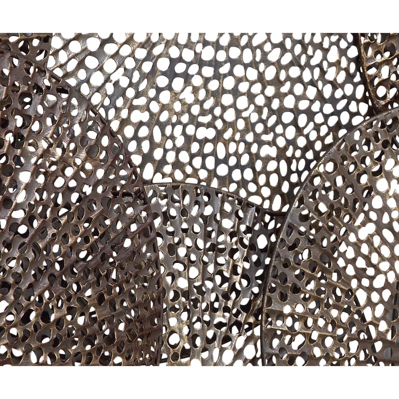 Metal Plate Overlapping Perforated Wall Decor - Black - Roche River Decor
