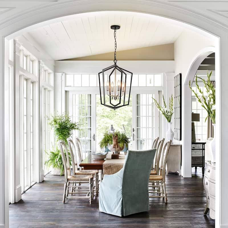 4-Light Farmhouse Lantern Chandelier - N/A
