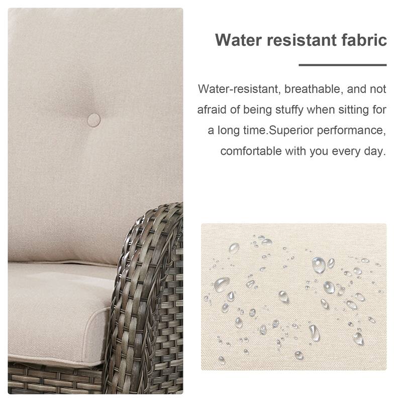 Pocassy Fire Pit Table with 4PCS Swivel Chairs Grey-Beige - Grey