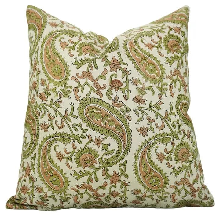 Bohemian Block Print Cotton Satin Pillow Cover- Kiara