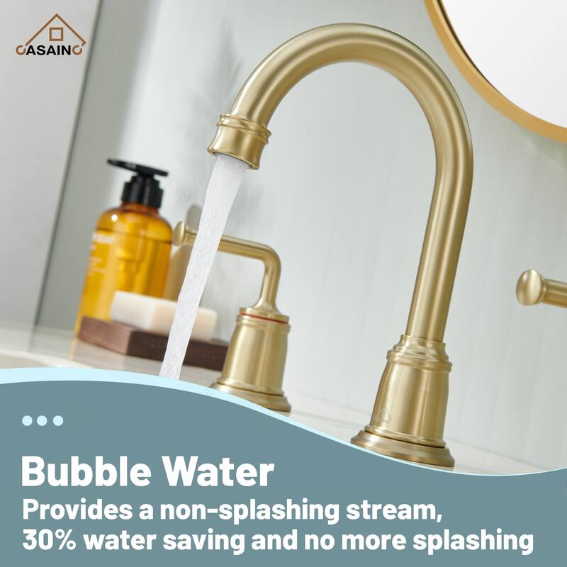8 in. Widespread Double Handle Bathroom Faucet with Drain Kit Included