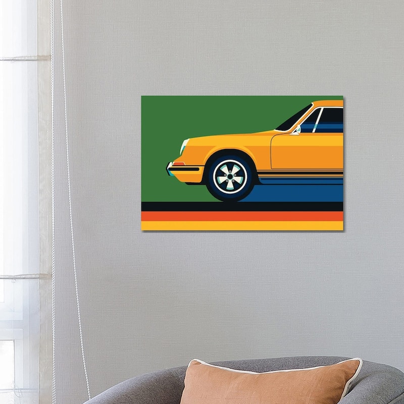 iCanvas "Orange Vintage Sports Car Side Front" by Bo Lundberg Canvas Print - 18x26x1.5