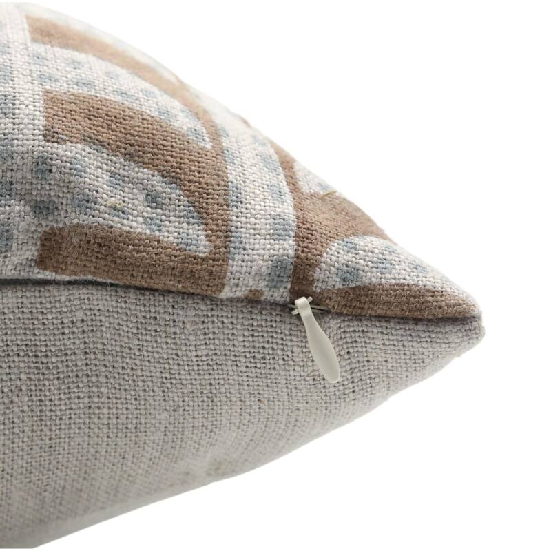 Fabdivine Brown Home Decorative Throw Pillowcase Block Print Floral Heavy Linen Cushion Cover Farmhouse Sofa or Bed, Garud