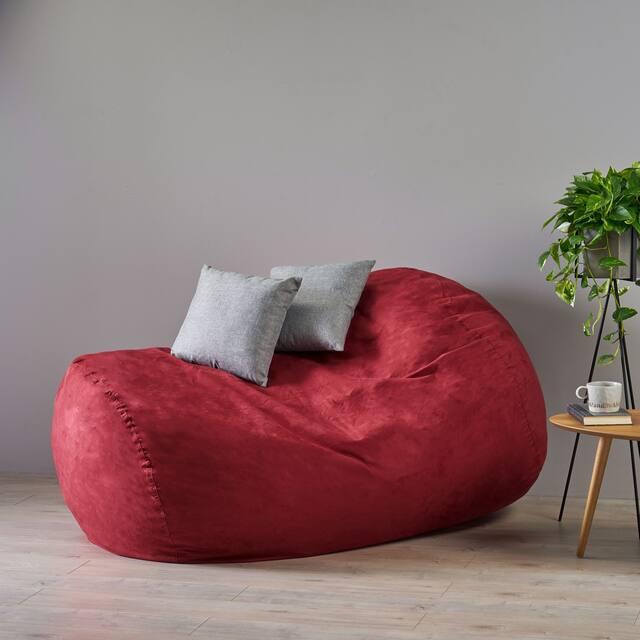 Asher Traditional 6.5-foot Suede Bean Bag Chair by Christopher Knight Home - Red
