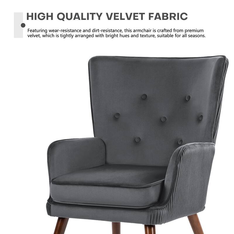 Velvet Upholstered Accent Chair Armchair for Living Room
