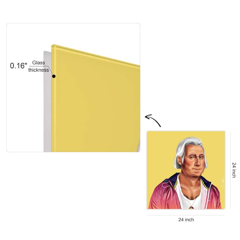 Empire Art Direct Hip George Washington Printed Tempered Glass Wall Art - Multi-Color