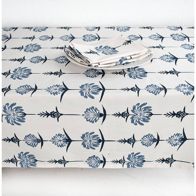 French Home Tropical Garden 59" x 118" Tablecloth - Indigo and Sky
