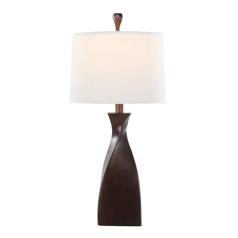 30" Polyresin Table Lamps w/ Twisted Body & Linen Drum Shades (Set of 2)
