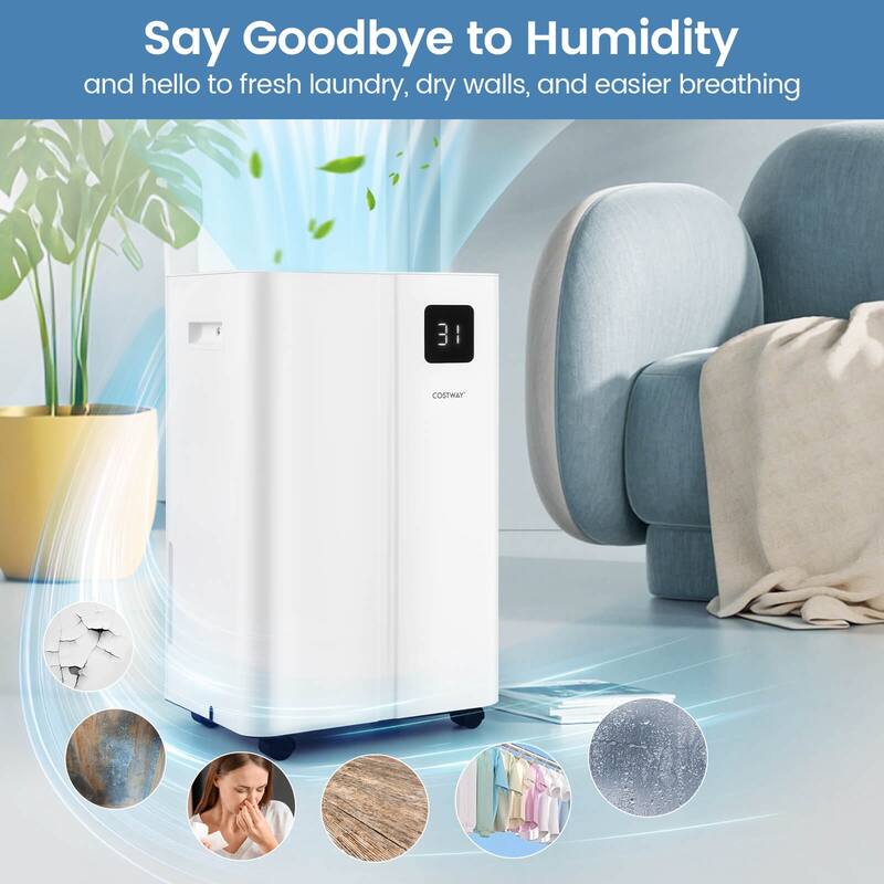 Costway Dehumidifier for Basement 54 Pints Dehumidifier with 4L Water - See Details