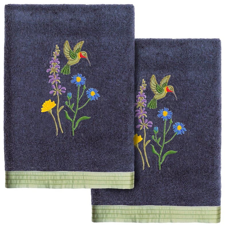 Authentic Hotel and Spa Turkish Cotton Hada 2 PC Hand Towel Set - Marine
