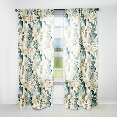 Designart "Serene Botanics Tropical Pattern II" Tropical Curtain For Living Room Décor