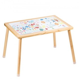 Natural Pine Wood Sensory Table with Double-Sided Blackboard and Whiteboard - 32.1" L x 23.6" W x 19.9" H