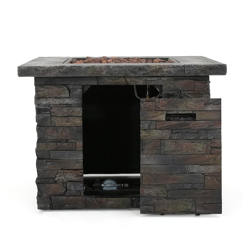 Square Outdoor Patio Gas Burning Fire Pit