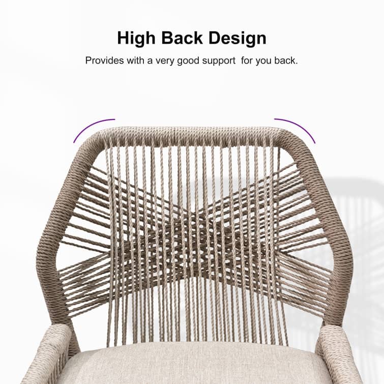 PURPLE LEAF Dining Set Patio Metal Rectangular Table and Wicker Rattan Chairs for dining/living room Modern Furniture Sets