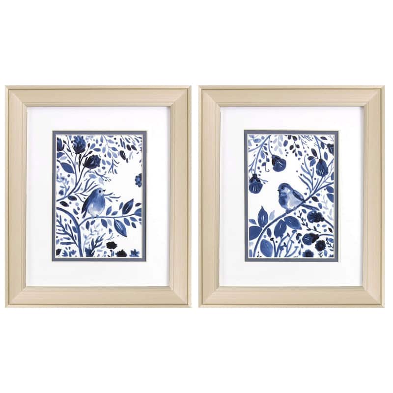 Indigo Song S/2 Framed Art Under glass - 12 X 10 X 1