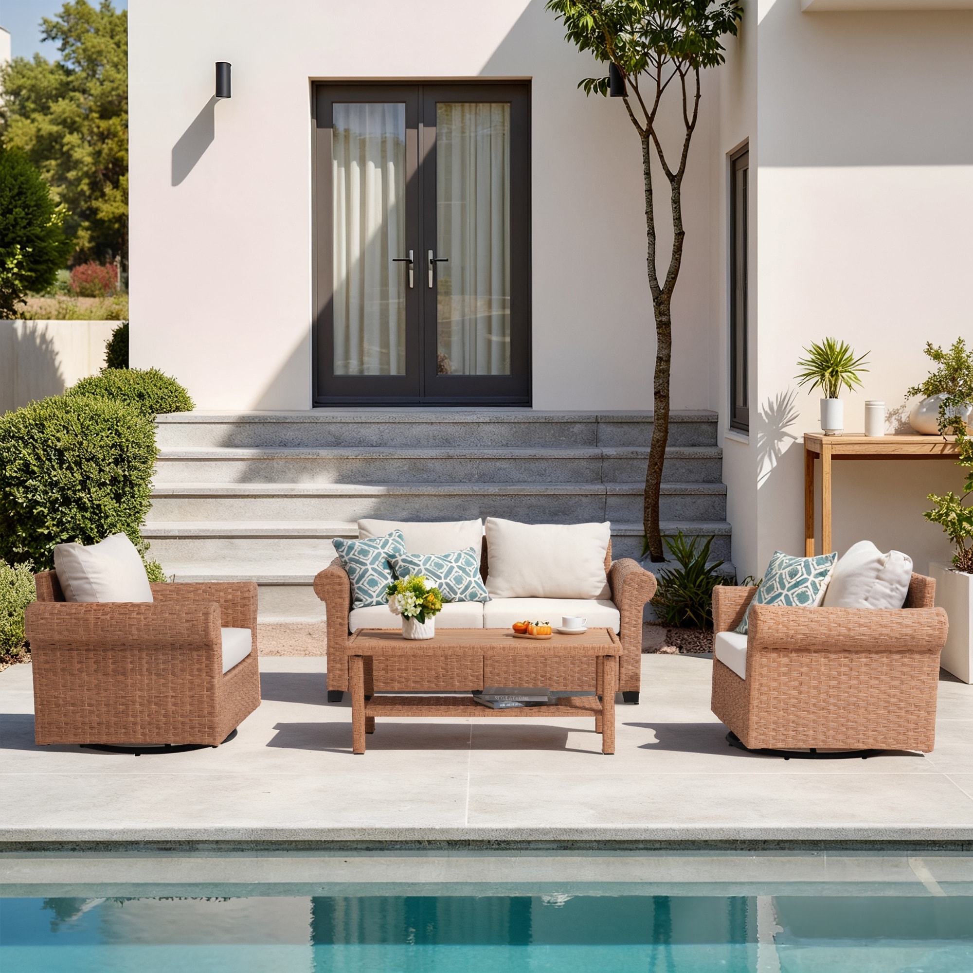 Outdoor Four-Piece Set Patio Lounge and Conversation Set