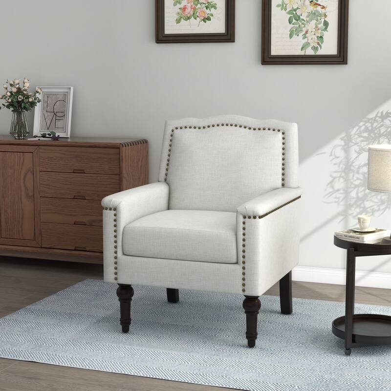 Modern Armchair Accent Chair Cotton Linen Living Room Chair