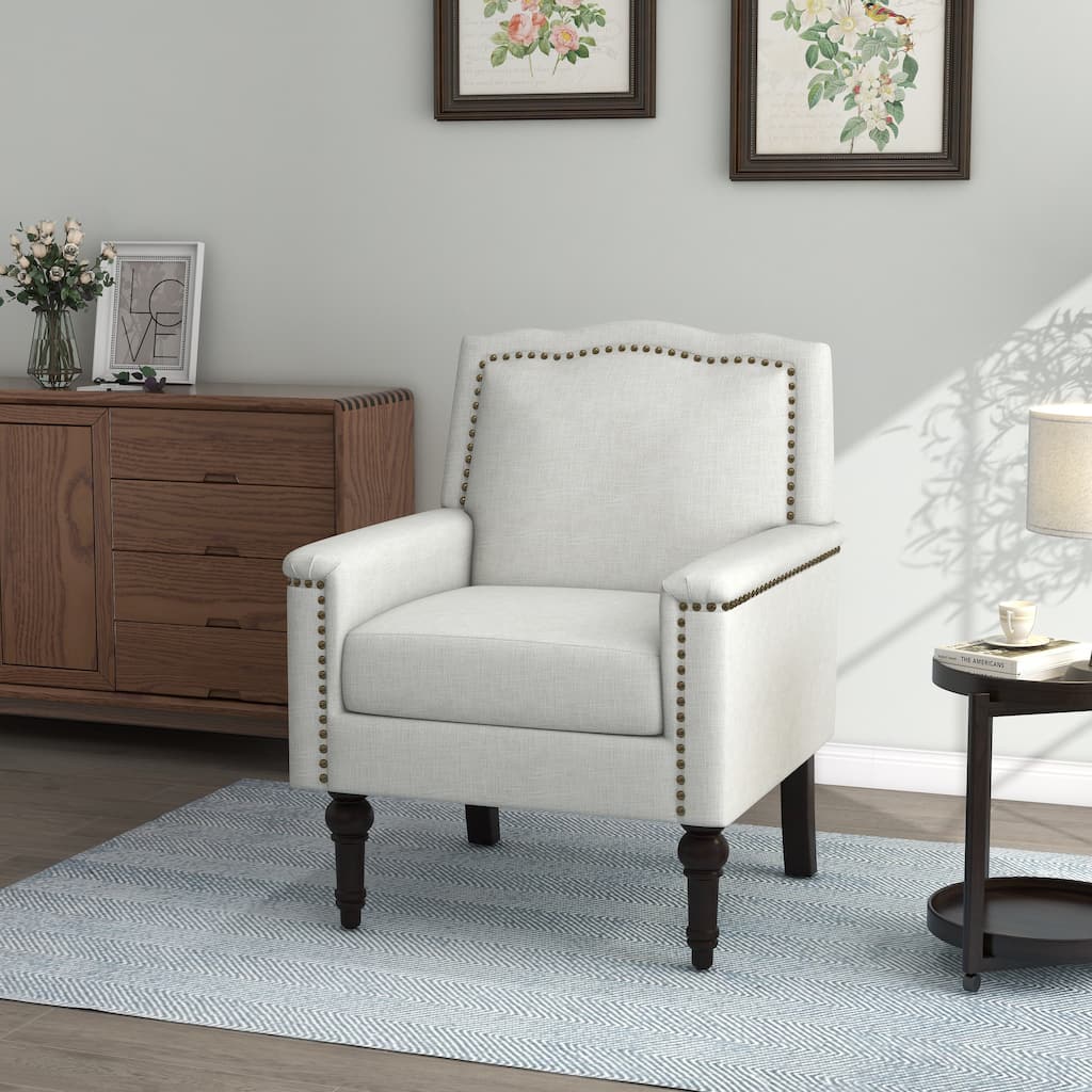 Modern Armchair Accent Chair Cotton Linen Living Room Chair