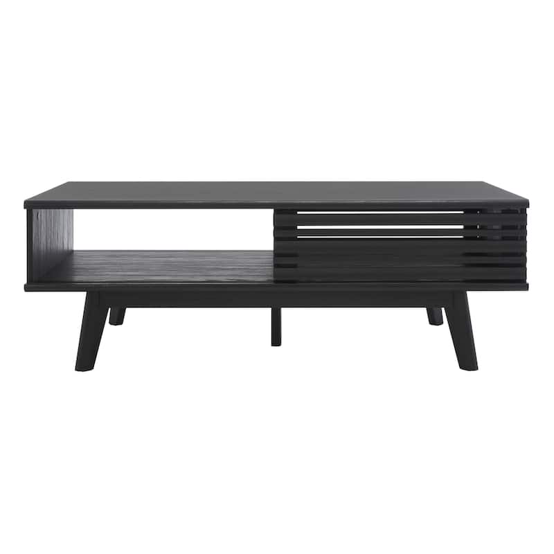 SAFAVIEH Rori Mid-Century 1-Shelf Walnut Coffee Table - 46" W x 23" D x 16" H - Black