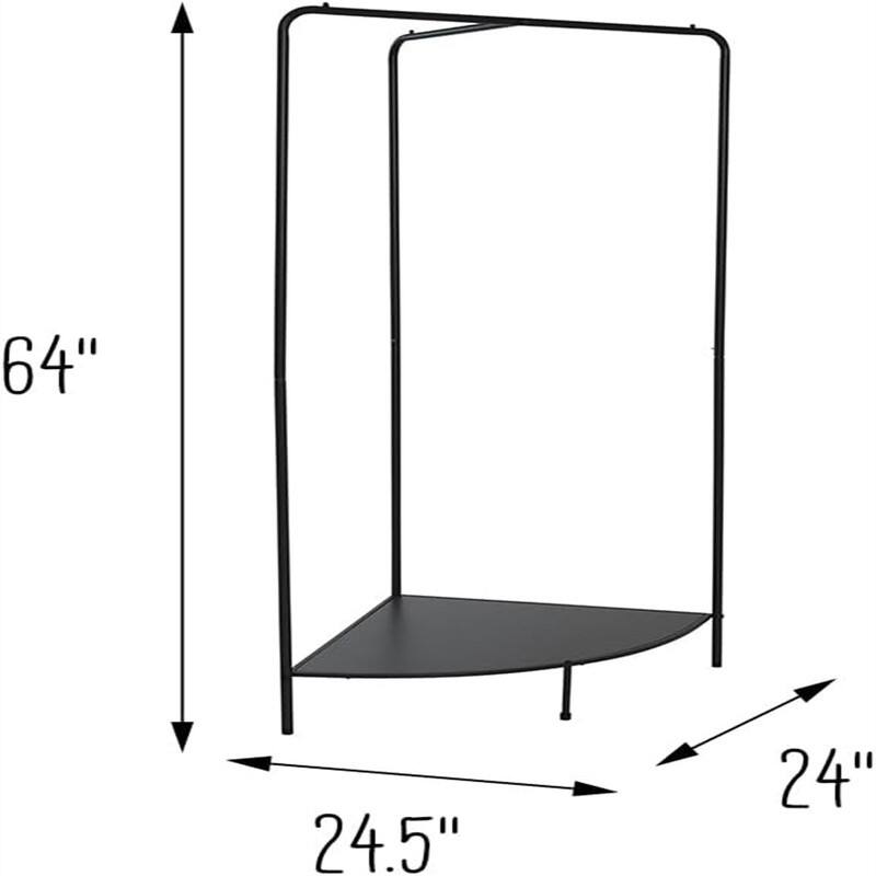 Freestanding Corner Clothing Garment Rack - 24"D x 24.5"W x 64"H