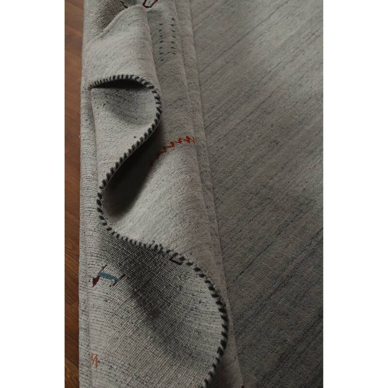 Hand Knotted Oriental 100% Wool Carpet Tribal Tribal Greys & Charcoal Gabbeh Area Rug - 9' 9'' X 8' 0''