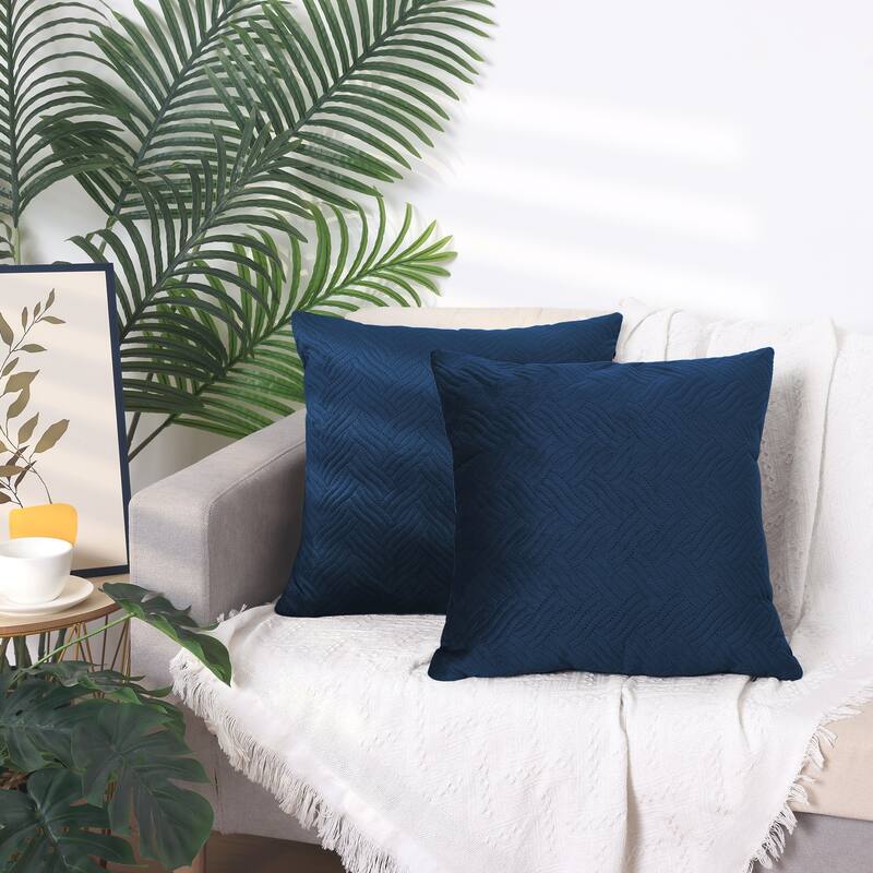 Velvet Knitted Throw Pillow Covers, Pack of 2 Spring Decorative Pillow Cases Square Soft Cushion Covers
