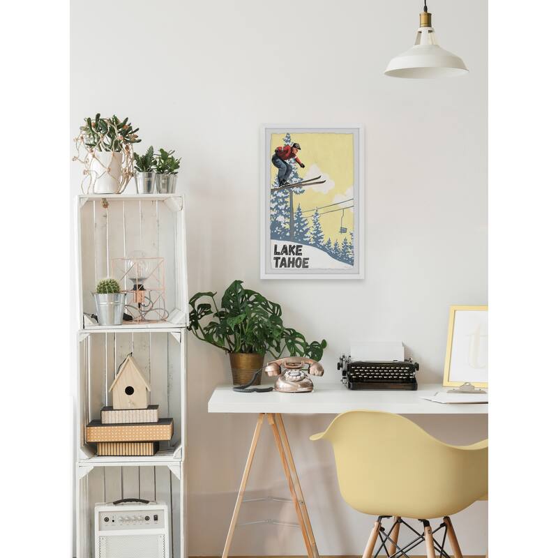 'Ski Jump at Lake Tahoe' Framed Painting Print