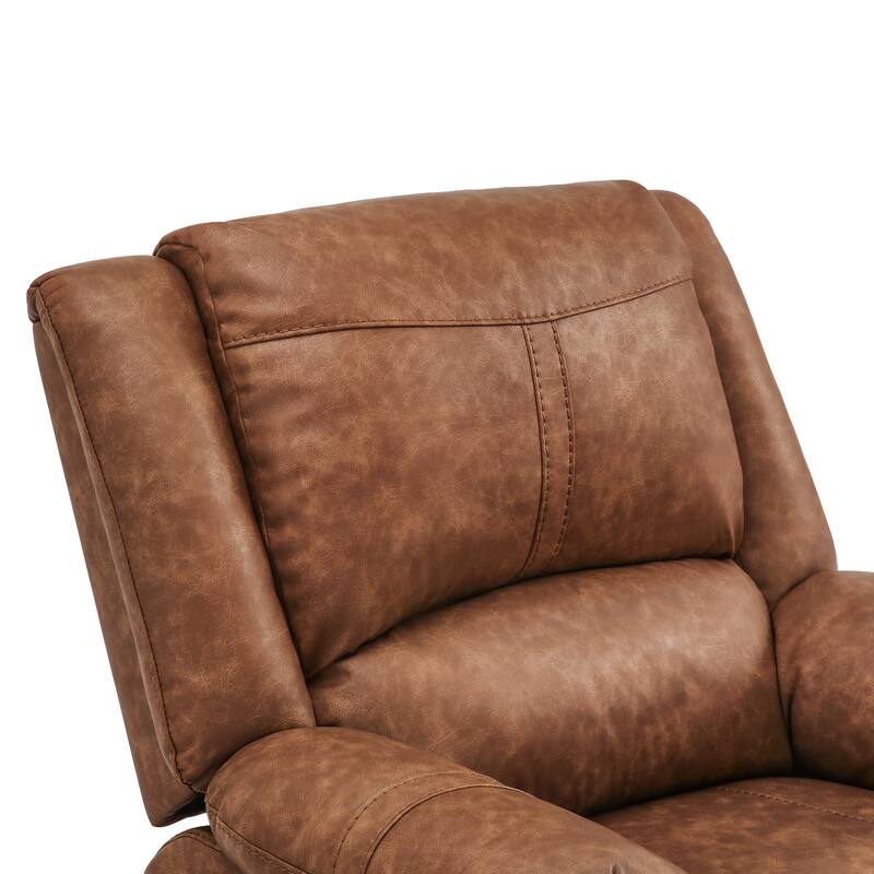 Faux Leather Recliner Sofa, Classic And Traditional Manual Recliner Chair With Comfortable Arms And Single Sofa For Living Room