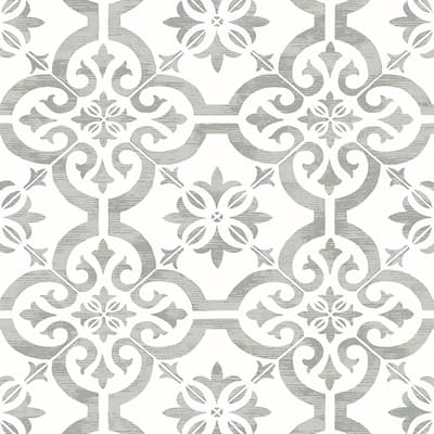Seabrook Designs Encaustic Faux Tile Non-Woven Unpasted Wallpaper - 20.9 in. W x 33 ft. L