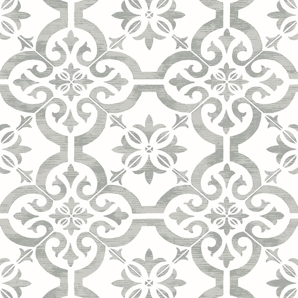 Seabrook Designs Encaustic Faux Tile Non-Woven Unpasted Wallpaper - 20.9 in. W x 33 ft. L