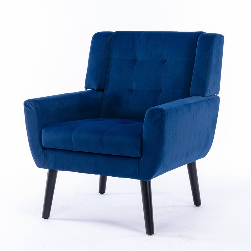 Modern Soft Velvet Armchair, Ergonomics Accent Chair W/Curved Back, Upholstered Single Sofa With 250 Lbs Weight Capacity