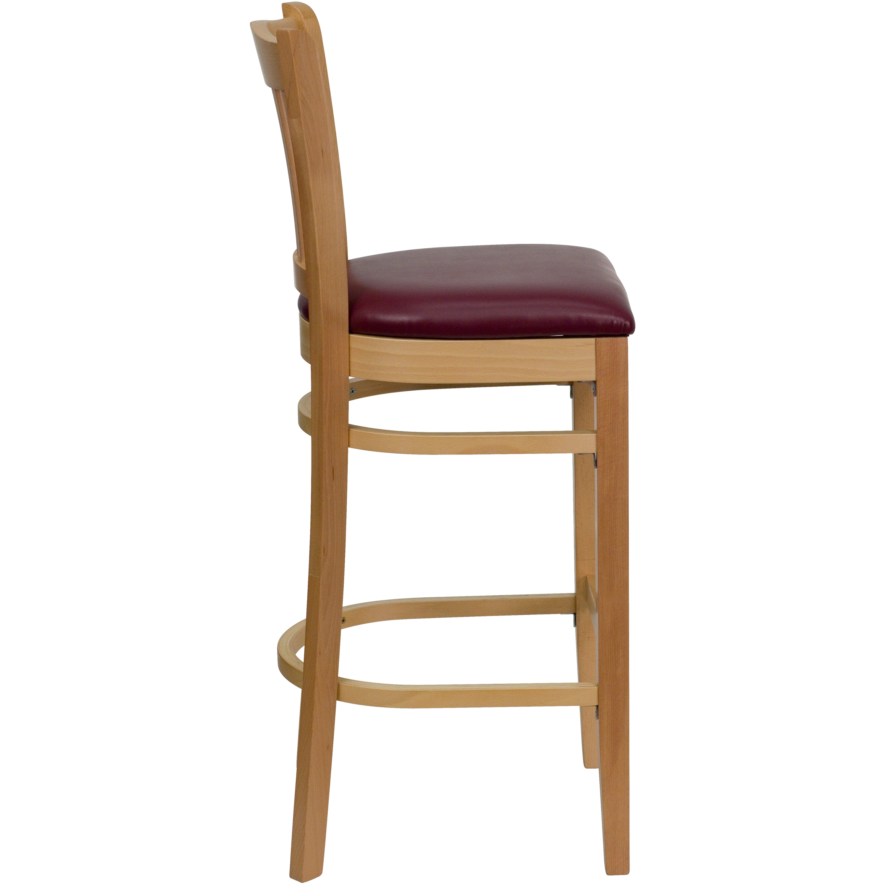 Vertical Slat Back Wooden Restaurant Barstool - Hospitality Seating - 17.5"W x 19"D x 43.75"H - 17.5"W x 19"D x 43.75"H