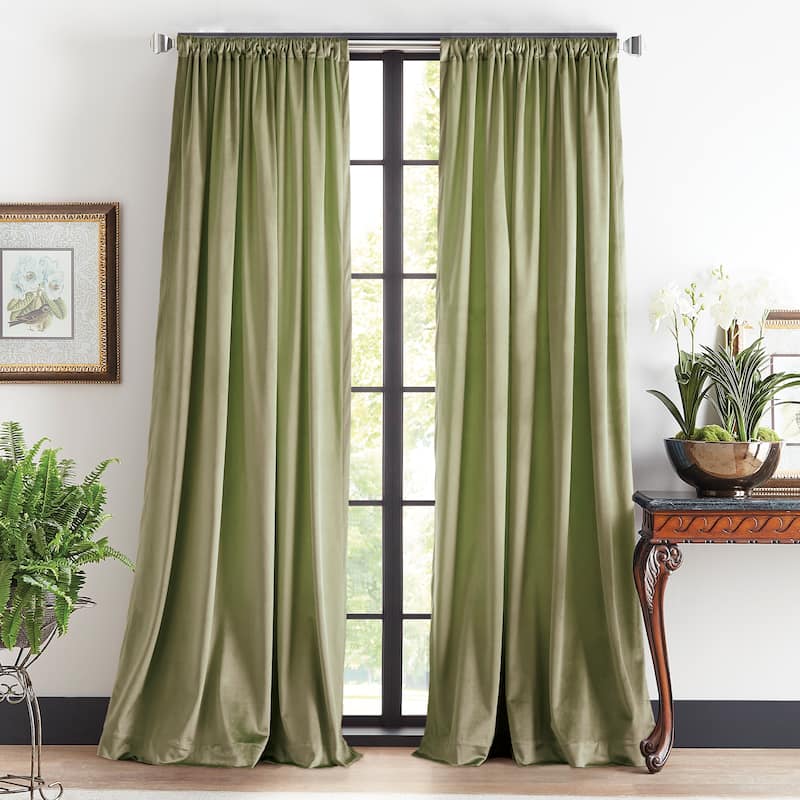 Martha Stewart Martha's Velvet Curtain Panel Pair - 63 Inches - Avocado