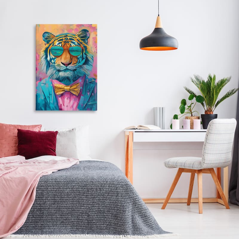 Stupell Smiling Snazzy Tiger Canvas Wall Art Design By LSR Design Studio