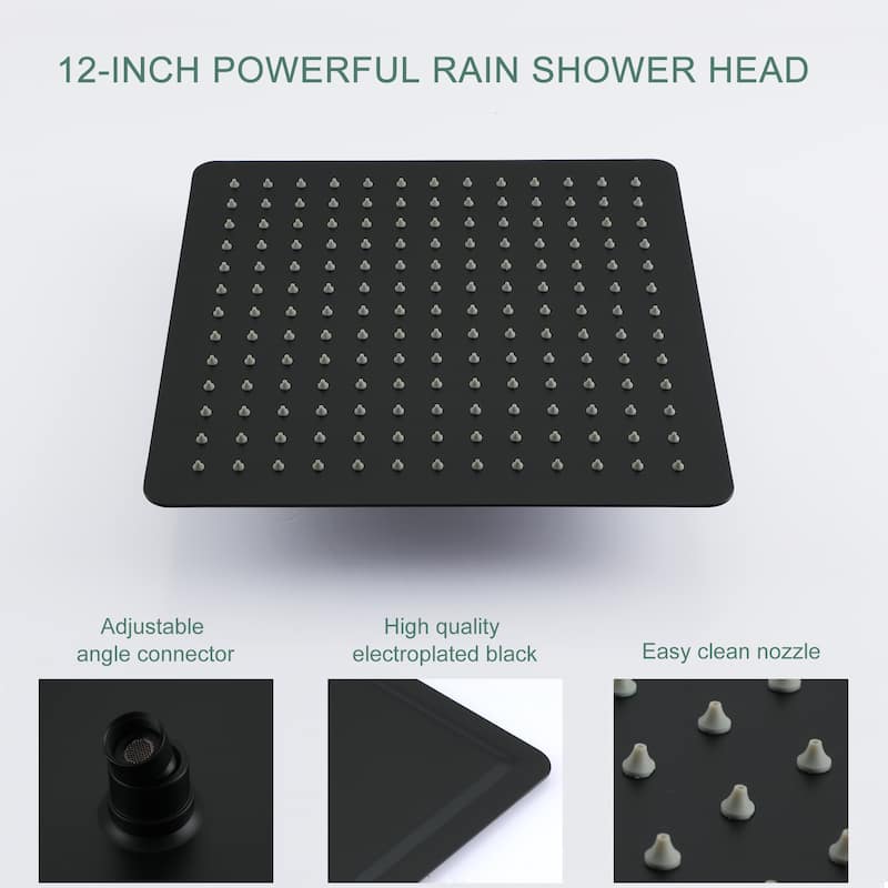 2.5 GPM 12 in. Wall Mount Dual Shower Heads with Pressure Balance Valve