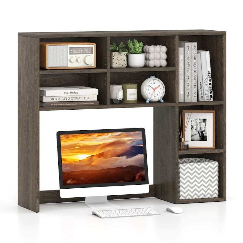 Costway Desktop Bookshelf Desk Storage Hutch with 7 Open Cubbies & 3 - See Details
