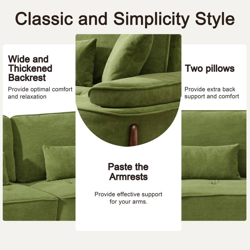 Modern 103" Comfortable Deep Seated Sofa Couch with 4 Pillows