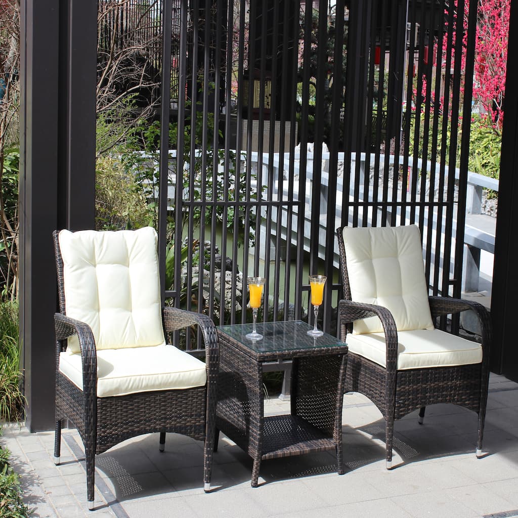 Brown 3-Piece Outdoor Conversation Seating Furniture Set