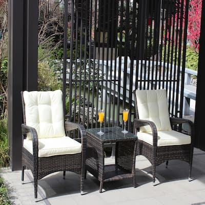 Outdoor patio Furniture sets 3 piece Conversation wicker Ratten Sectional Sofa With Seat Cushions
