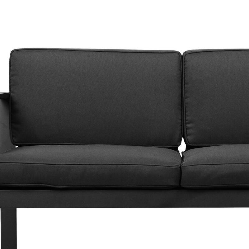 Kili 54 Inch Sofa, Jet Black Aluminum Frame, Water Resistant Cushions