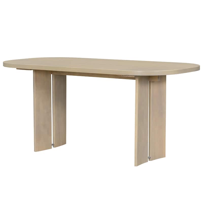 6-Piece Upholstered Rectangular Dining Room Table Set with Bench, 2-Color Modern Farmhouse Kitchen Furniture for Family