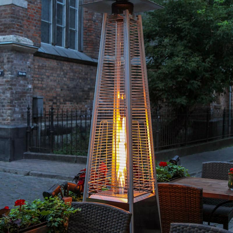 Outdoor 48,000 BTU Pyramid Propane Gas Patio Heater with Wheels - 20.47*20.47*88.19 inch